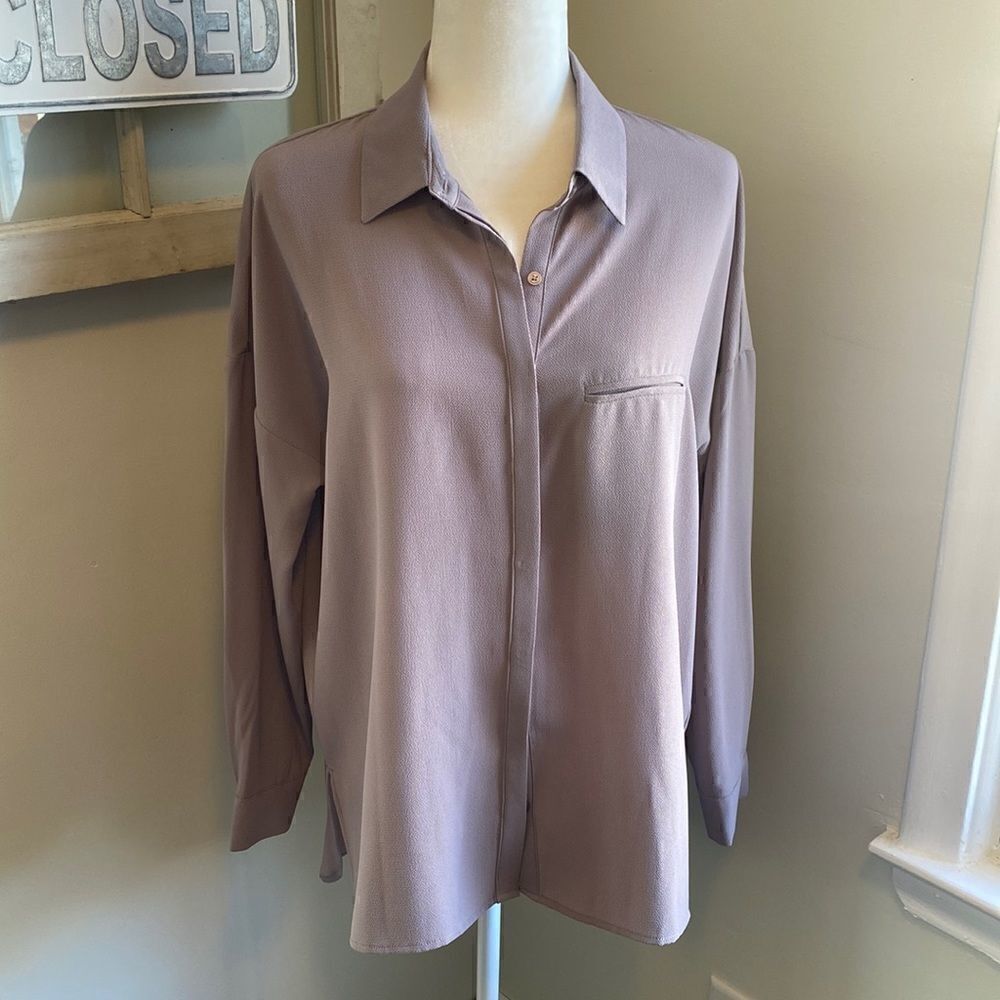RO & de Anthropologie Long Sleeve Covered Button Blouse